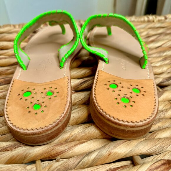 Jack Rogers Original Jacks Sandals - Lime Green & Tan - Size 9M - Picture 5 of 7